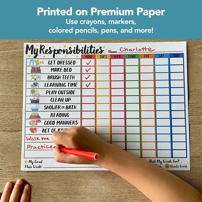 Tiny Expressions Responsibility Chart for Kids Ages 3, 4, 5, and 6 - My Responsibility Weekly Chore Chart for Kids Daily Checklist and Routine - Image 5